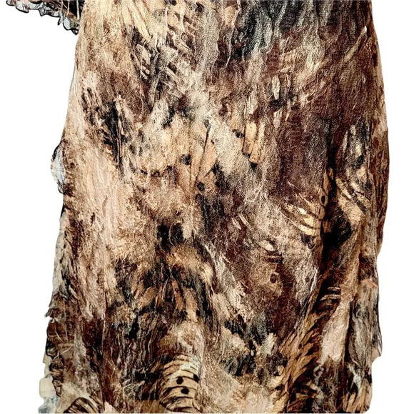 LINDI Women's Regular Crepe Crinkled Satin Midi Dress Size Small Cream Brown - Picture 8 of 13
